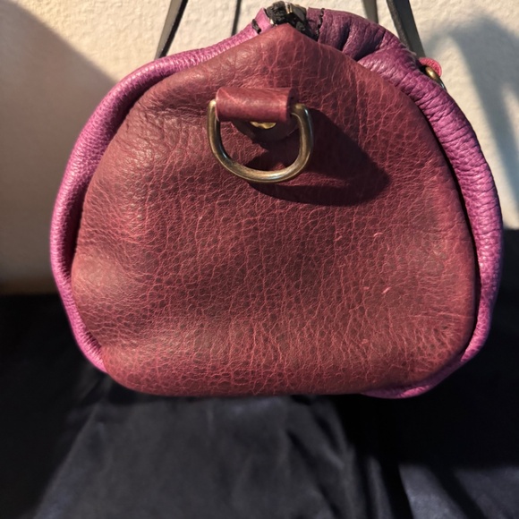 Grommets Leather Craft Mini Duffle Lot Of 2 Grape & Cobalt Leather - Picture 12 of 16